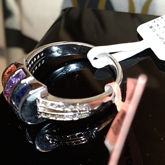 Channel Setting Lustro Stella MulitColor Cluster Diamond Ring Platinum - Picture 5 of 13